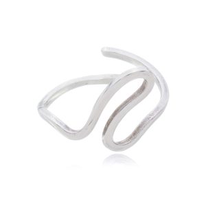 Anel Ajustável Onda do Mar em Prata 950