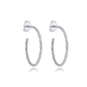 Brinco Argola Trançada em Prata 950