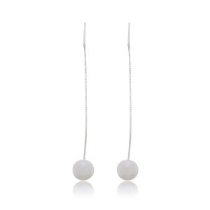 Brinco Longo - Fio de Prata com Pérola