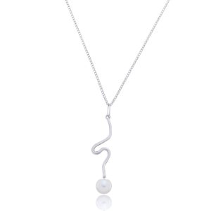 Colar Onda do Mar com Pérola em Prata 950